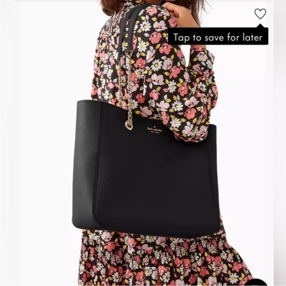 Kate Spade Large NWT Infinite Triple  Compartment Tote Bag Black Pebbled Leather